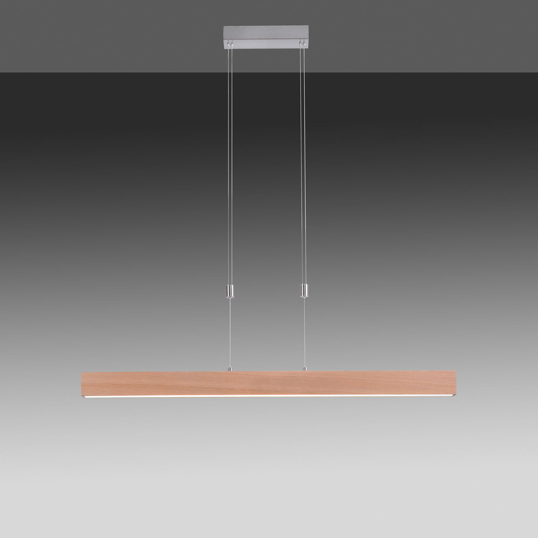 Leuchten Direkt Lampa wisząca LED Amanda wygląd drewna, ściemniana