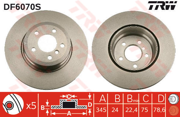 TRW Tarcza hamulcowa DF6070S