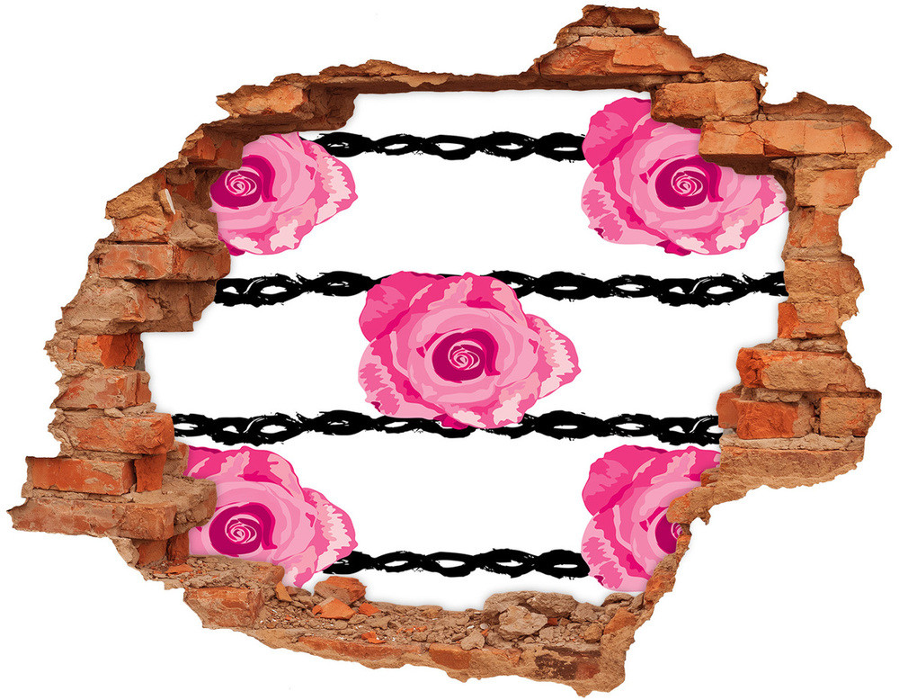 Wallmuralia.pl Naklejka 3D dziura samoprzylepna cegła Róże
