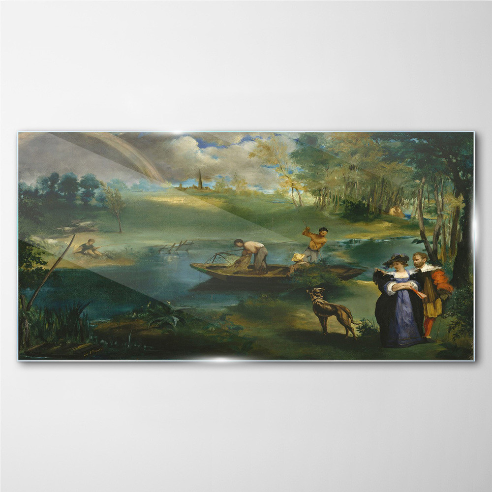 PL Coloray Obraz Szklany las rzeka 100x50cm