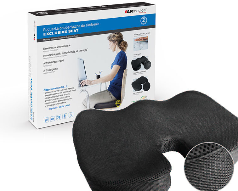 Ergonomiczna poduszka ortopedyczna do siedzenia z profilem i pamięcią kształtu - Exclusive Seat (MFP-4535)