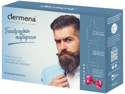 Pharmena Dermena MEN szampon gray 200 ml + krem na noc 50 ml + łagodzący żel do mycia twarzy 150 ml [ZESTAW] 7081859