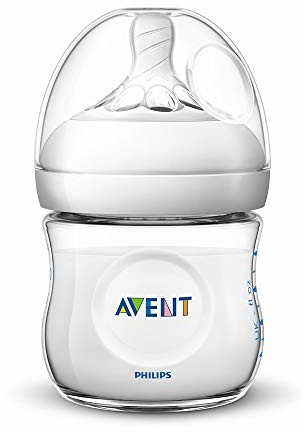 Philips Avent Natural SCF030/17 butelka do picia, 125 ml, naturalny sposób picia, system antykoliowy, przezroczysta, 1 sztuka