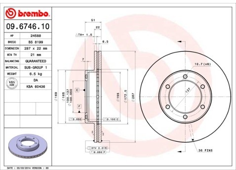 BREMBO Tarcza hamulcowa 09.6746.10