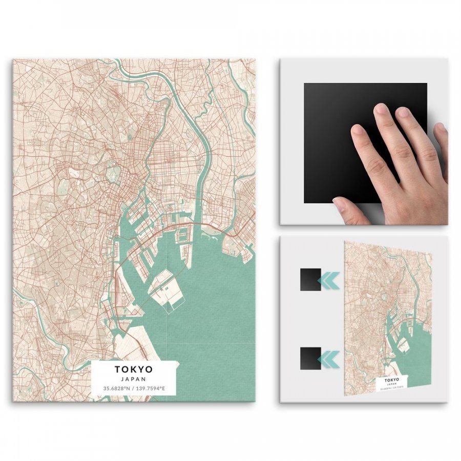 Pix4home Plakat metalowy Mapa Vintage Tokio L POS-L-03620