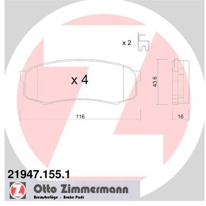 ZIMMERMANN Zestaw klocków hamulcowych, hamulce tarczowe 21947.155.1