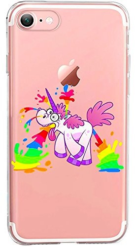 TheSmartGuard Etui kompatybilne z iPhone 8/7 | przezroczyste etui ochronne z silikonu | jednorożec total Crazy | motyw tęczy jednorożca | wykonane z silikonu TPU T-GC-00175