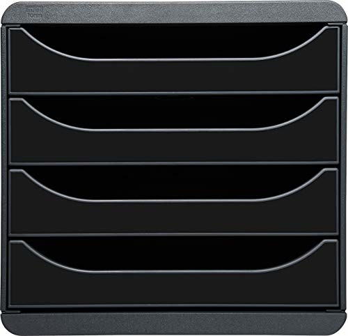 Exacompta Exacompta 3104214D organizer Premium Big Box 4 szuflady o dużej pojemności pojemnik na dokumenty A4+ dla większej ilości miejsca na biurku szafka czarna 3104214D
