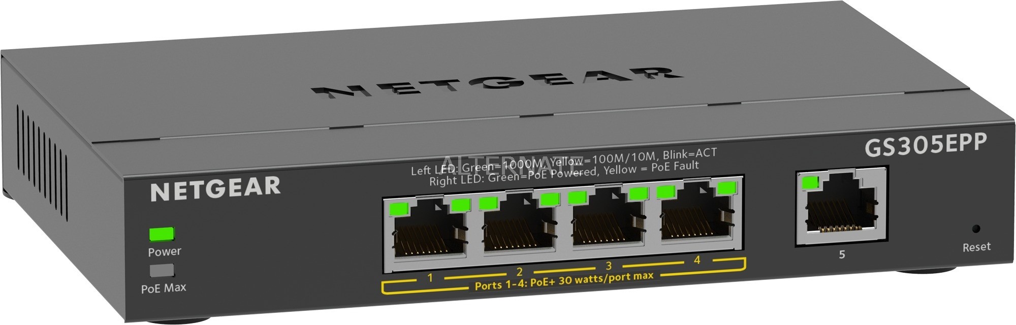 Netgear GS305EPP Zarządzany L2/L3 Gigabit Ethernet (10/100/1000) Obsługa PoE Czarny, Przełącznik