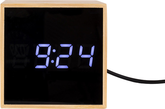 Karlsson Budzik LED Mini Cube z drewna bambusowego KA5723