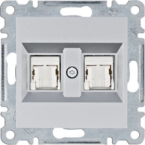 Hager LUMINA-INTENSE-PASSION-Gniazdo-komputerowe-podwójne-RJ45-kat5e-UTP-srebrny WL2122
