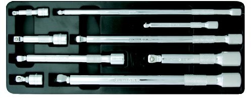 KS Tools 918.0009 1/4 cala  3/8 cala  1/2 cala Komplet Verlaengerungskabel Chrome Plus w pionie, 9-częściowy 4042146135259