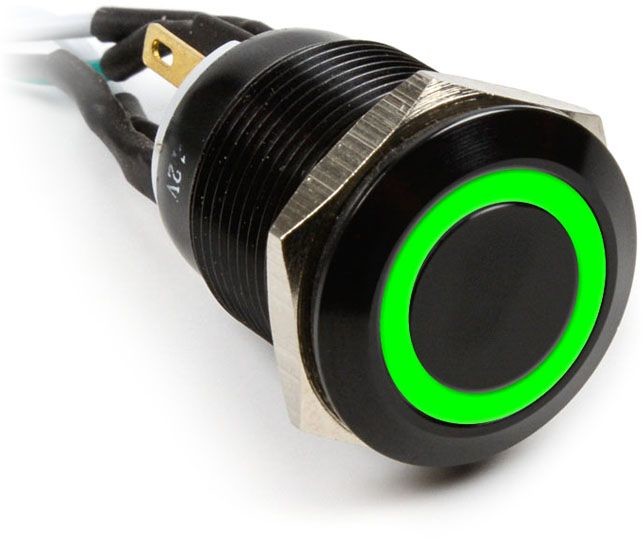 Impactics Przycisk power do komputera 19mm IP65 zielony LED LAN_22_IP65_ALB_GR_1 LAN_22_IP65_ALB_GR_1