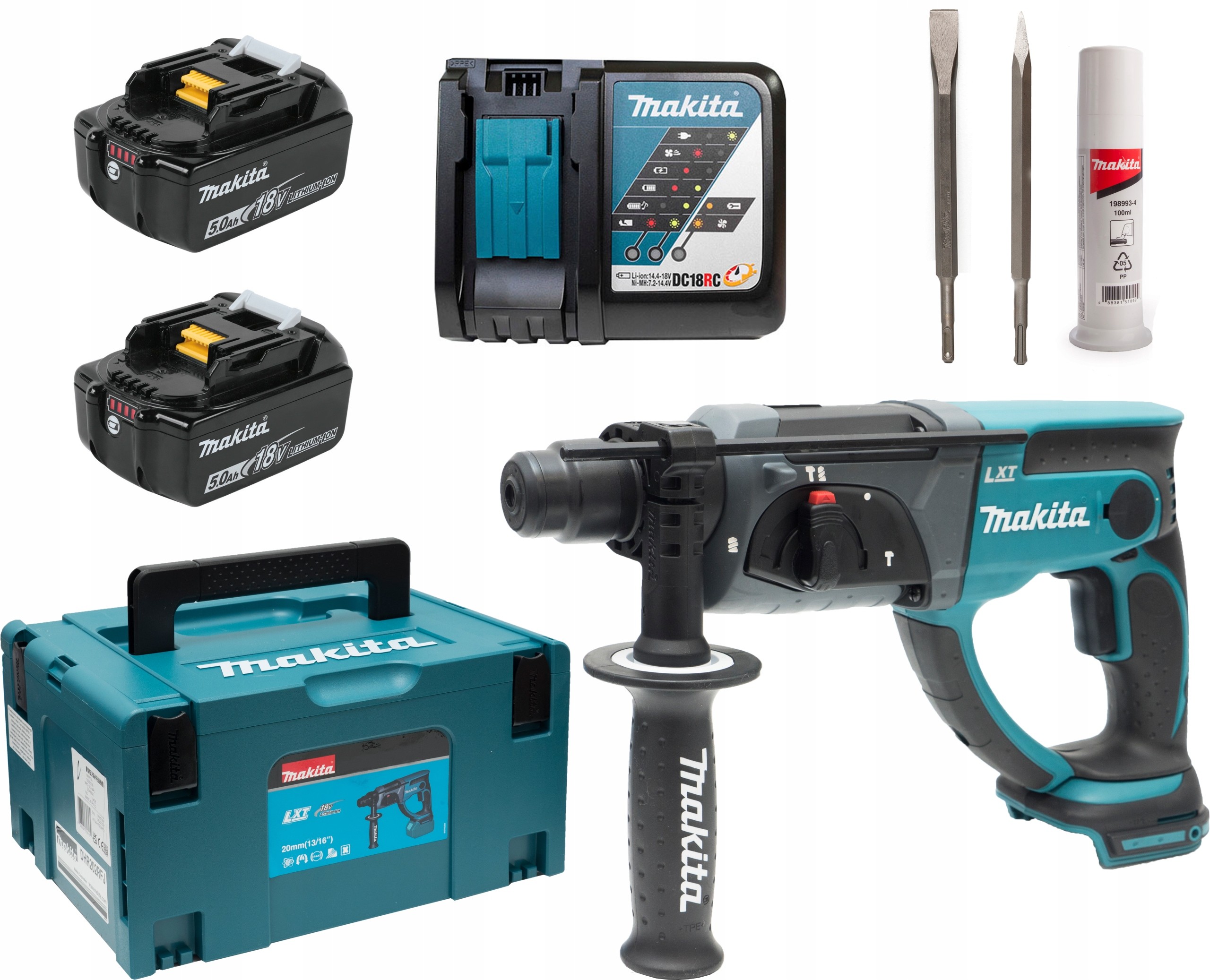 Makita Młotowiertarka DHR202RTJ 18V 1,9J 2 x 5Ah