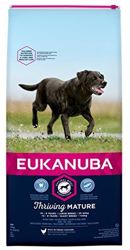 Eukanuba Mature sucha karma dla dużych ras karma dla psów z nową i ulepszoną recepturą dla dojrzałych psów 6-9 lat o smaku kurczaka, 15 kg 81377357