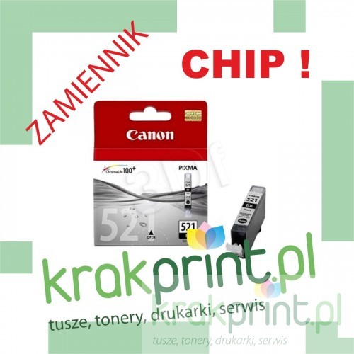 eMPe Tusz Zamiennik z chipem do Canona CLI-521Bk MPCLI521Bk) Black MPCLI521Bk