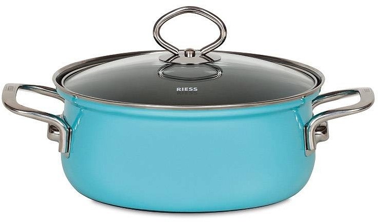 Riess Garnek ceramiczny niebieski niski Kristallblau 2 l