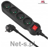 Maclean MCE181 Listwa zasilająca przedłużacz 4 gniazda z wył czarny 3m 2300W