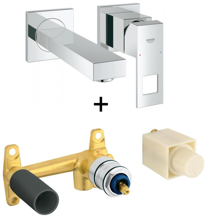 Grohe Eurocube Zestaw Bateria umywalkowa ścienna + element podtynkowy chrom 19895000+23200000