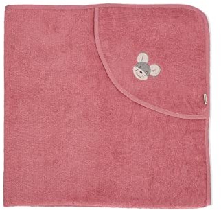 Sterntaler Dziewczęcy ręcznik kąpielowy Baby GOTS Mabel - ponczo kąpielowe dla niemowląt, ręcznik z kapturem, ręcznik kąpielowy dla dzieci z motywem myszki - ekologiczny - różowy 7122281