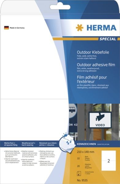 Herma Etik. A4 Outdoor Klebefolie wei 210x148 mm 20 St. - 9535