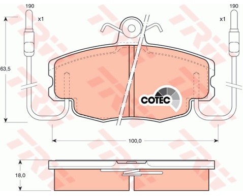 TRW Zestaw klocków hamulcowych, hamulce tarczowe GDB807
