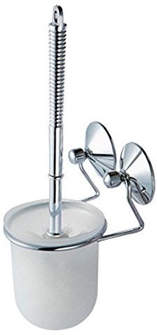 MSV 140321 szczotka do WC, do montażu na ścianie z przyssawkami, płyta MDF/ze stali nierdzewnej, chromowany, 12,5 x 10,5 x 6 cm 140321
