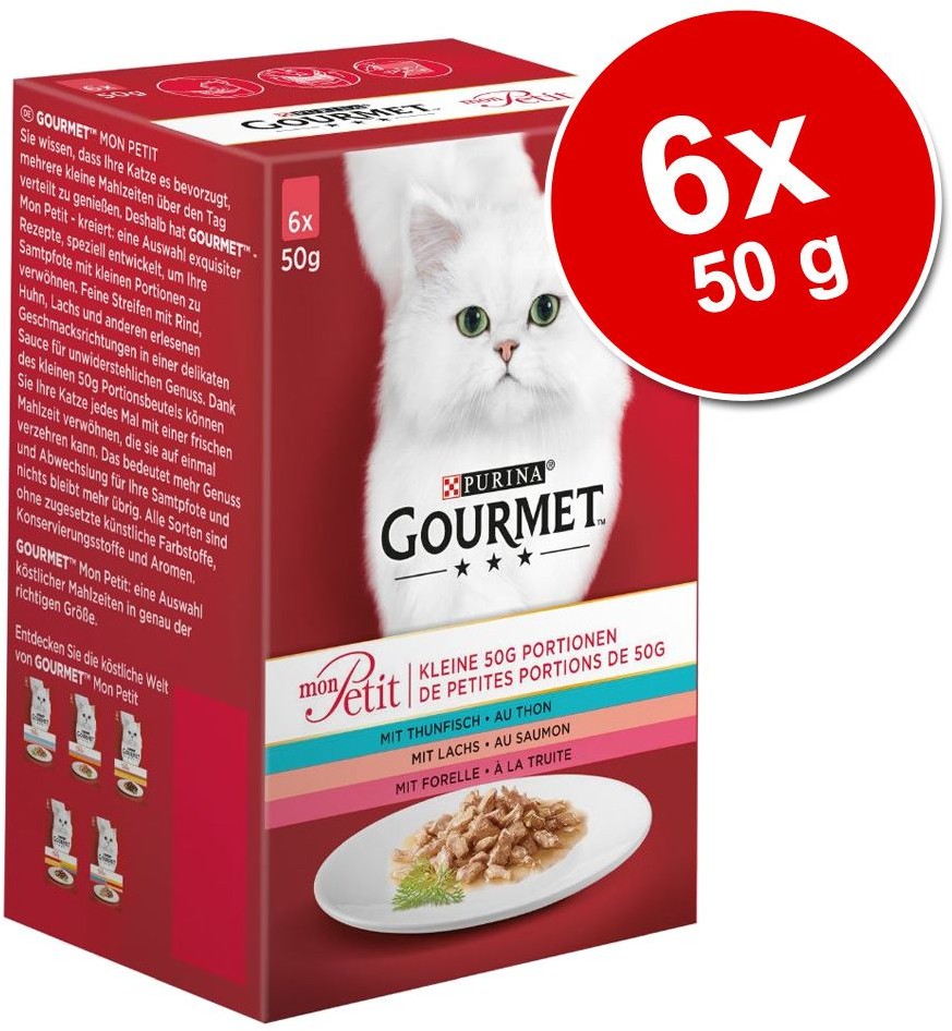 Purina Gourmet Mon Petit, 6 x 50g - Tuńczyk, łosoś i pstrąg