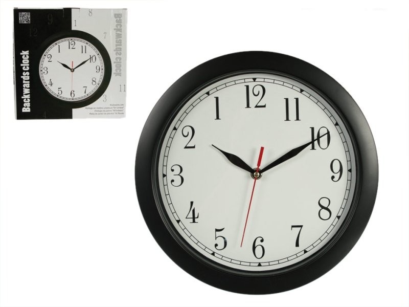 OOTB Zegar ścienny, Cofający, biało-czarny