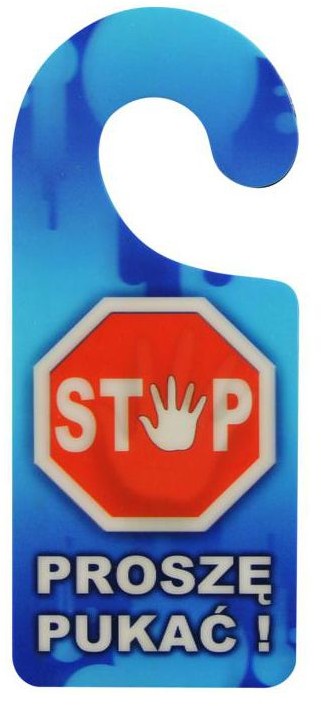 Zawieszka na klamkę STOP! PROSZĘ PUKAĆ  8 x 0.5 cm