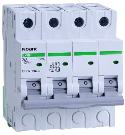 Rozł izol DC do aplik fotowolt. szer 4 moduły 4-bieg. 32A 1000V DC Ex9IP 4P 32A) 101763