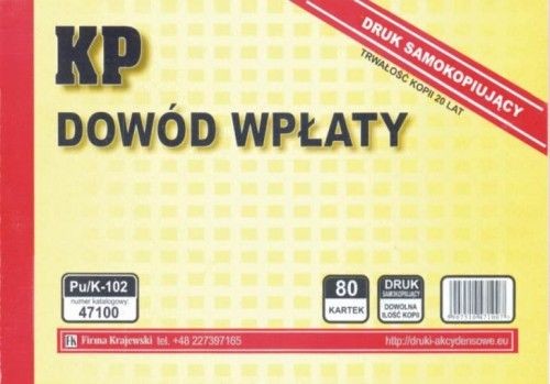 Firma krajewski Dowód wpłaty KP [Pu/K-102] 47100_0