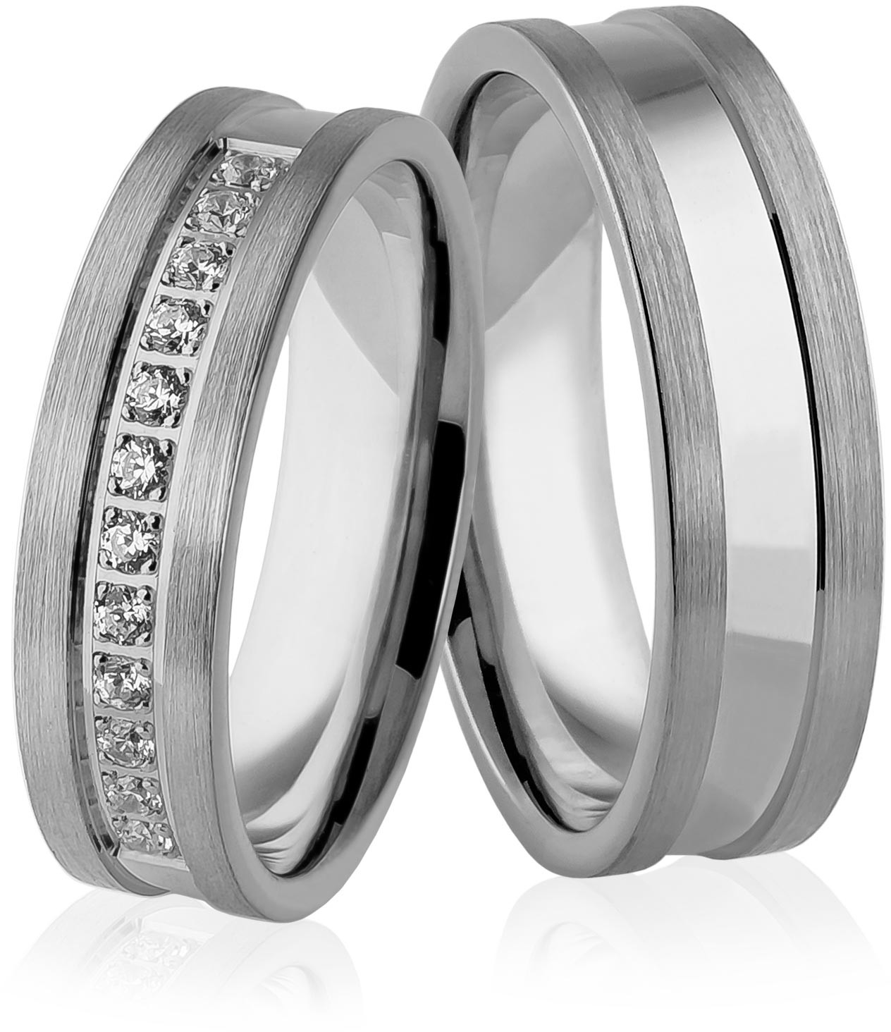 Eminence Obrączki ślubne z białego złota niklowego z brylantami - Au-937 Au-937-2
