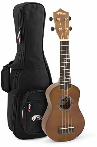 AN TIGER Tiger UKE12 naturalne ukulele sopranowe z wyściełaną torbą na Gig szkolny pakiet startowy UKE12-NT-PD