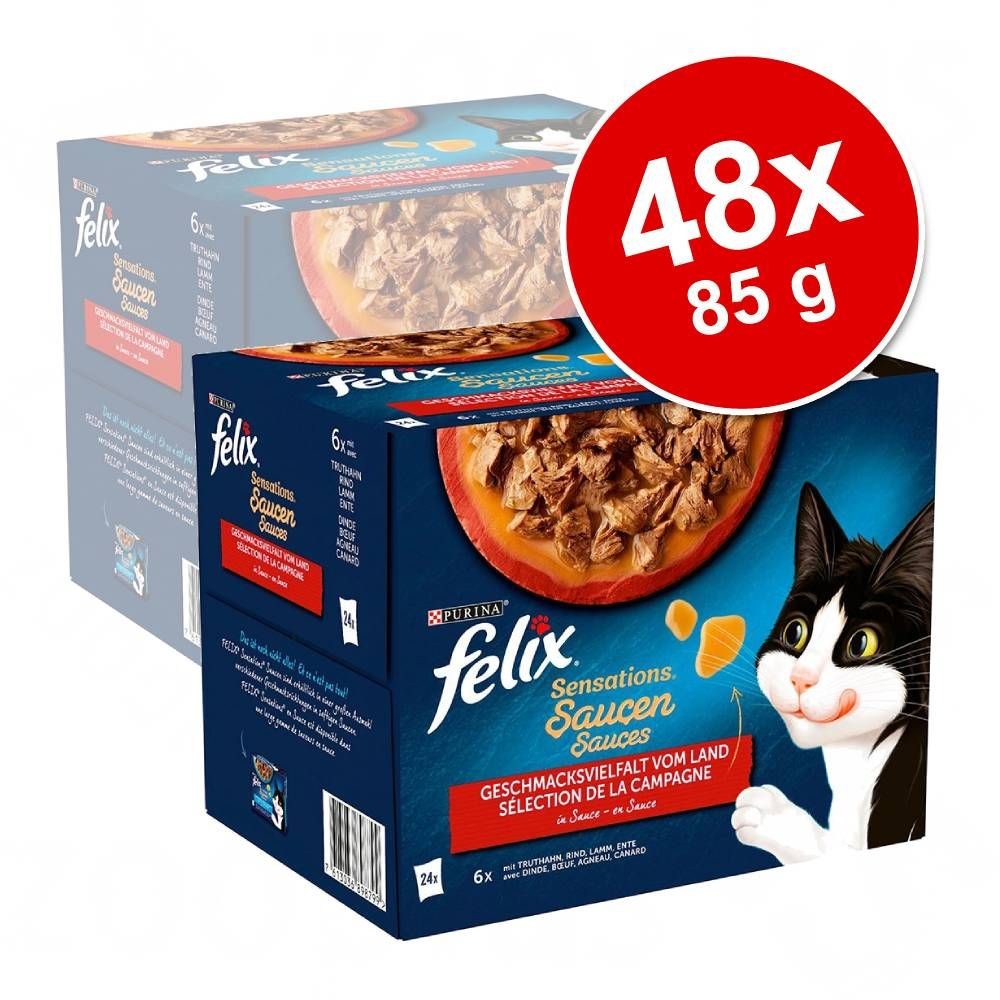 Purina Felix Sensations w sosie, 24 x 85 g - Mięsna różnorodność