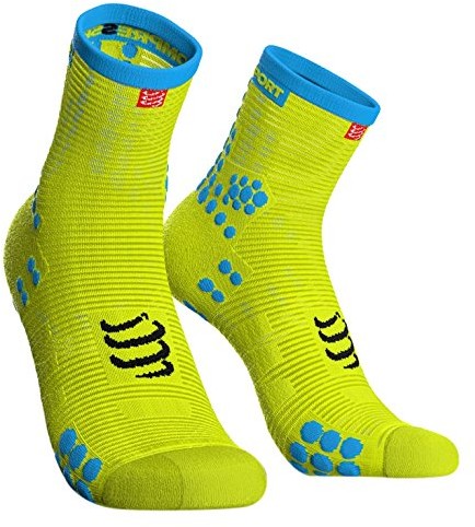 Compressport compress port Pro Racing Socks V3 Run High Black, żółty, 4 CS1RSHV3FL1100T4
