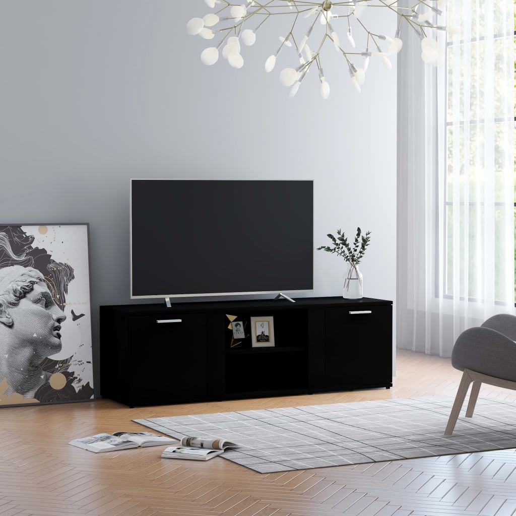 vidaXL Szafka pod TV, czarna, 120x34x37cm, płyta wiórowa