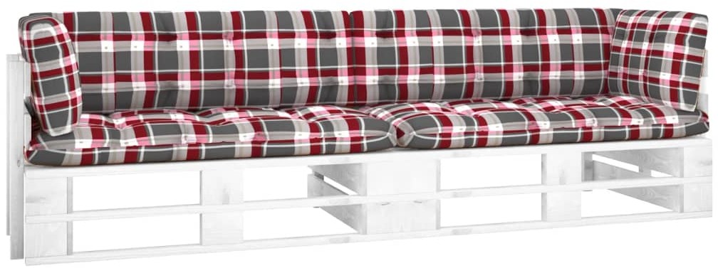 vidaXL Sofa 2-osobowa z palet, z poduszkami, biała, drewno sosnowe
