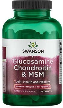 SWANSON Glucosamine Chondroitin & MSM 500/400/200 [ 120tabs ] - Glukozamina Chondroityna MSM Mocne Zdrowe Stawy Regenerator