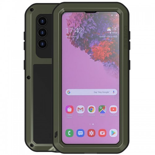 Love Mei Etui Pancerne + szkło Galaxy S21, zielone 6932809616318