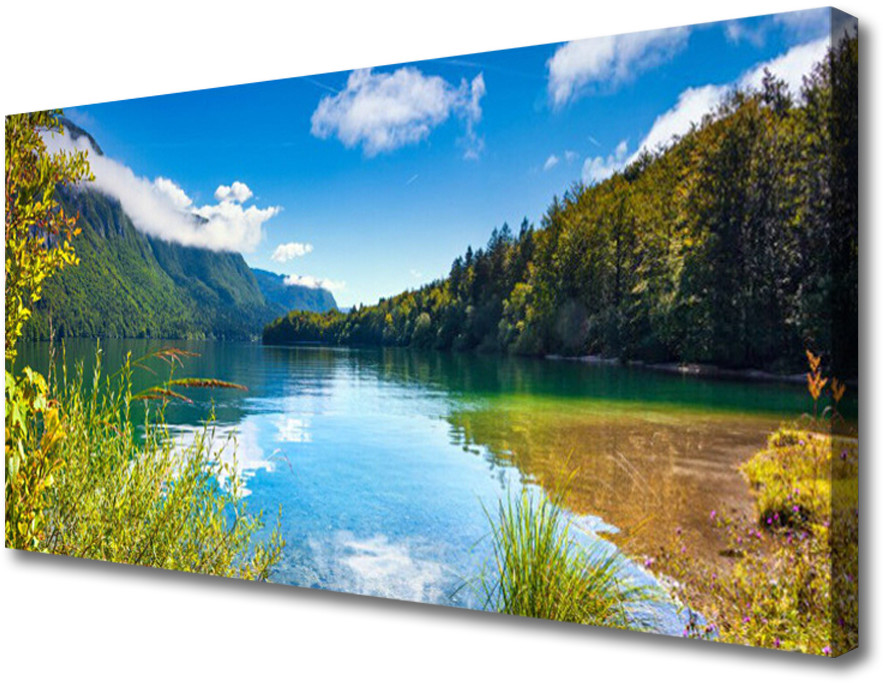 PL Tulup Obraz Canvas Góry Las Natura Jezioro 140x70cm