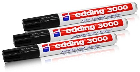 Edding 3000 marker niezmywalny, 1,5 -3 mm, kolor czarny, 3 sztuki Edding 3000