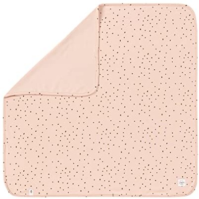 Lassig Koc do przytulania dla niemowląt z certyfikatem GOTS miękki/Interlock Baby Blanket 80 x 80 cm Dots powder różowy