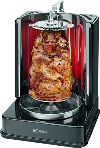 Bomann DVG 3006 CB 3in1 Döner-/kurczaka i Szaszłyk-pionowy-Multi grill, grill idealne rezultaty dzięki równomiernym dystrybucja ciepła, stal nierdzewna-pojemnik na tłuszcz, 1400 Watt, czarna DVG 3006 CB