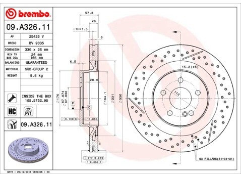 BREMBO Tarcza hamulcowa 09.A326.11