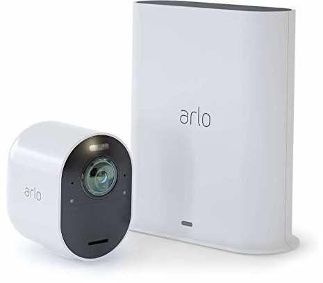 Arlo Ultra Smart Home 1 Kamera monitorująca 4K UHD i HDR (noktowizor kolorowy, działa z Alexą, bezprzewodowo, bezprzewodowo, kąt widzenia 180 stopni, reflektor punktowy, odporny na warunki atmosferycz