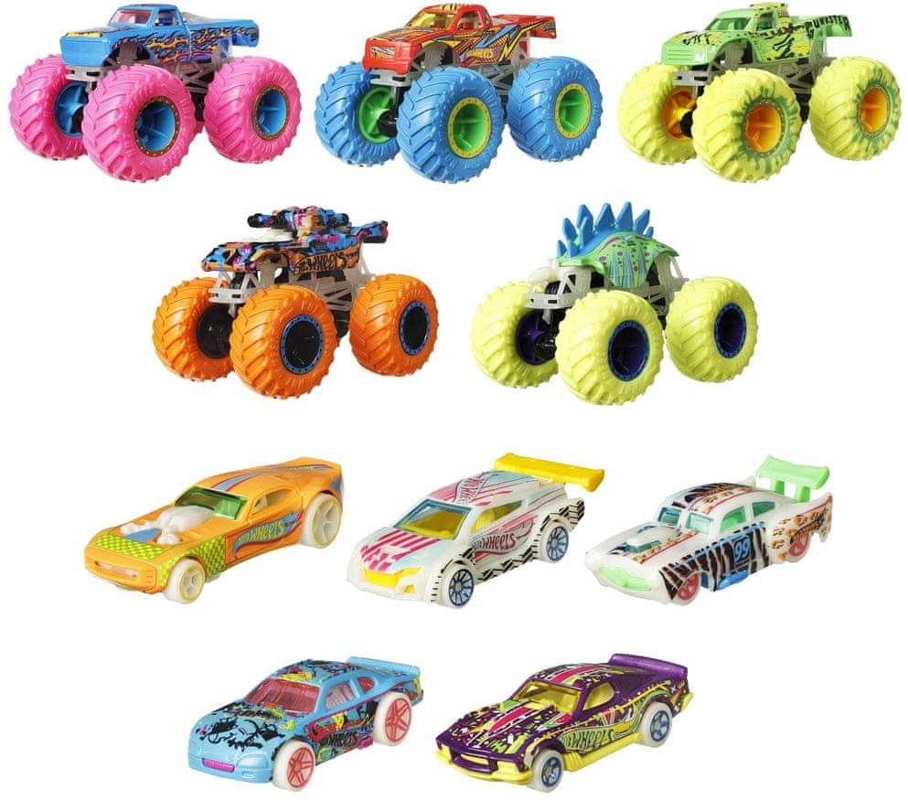 Mattel Monster Trucks Świecący w ciemności anglik i ciężarówka HCB57