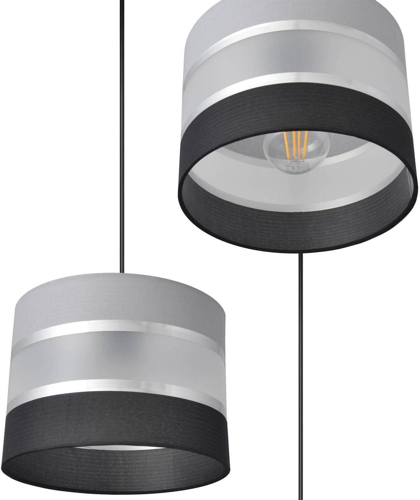 Euluna Lampa wisząca Helen okrągła szaro-srebrna 3-pkt.
