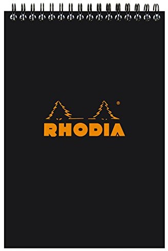 Rhodia 165019 °C notatnik Note Pad o podwójnej spirali, DIN A5, linie, 80 G, 14.8 x 21 cm, 80 arkuszy czarny 165019C
