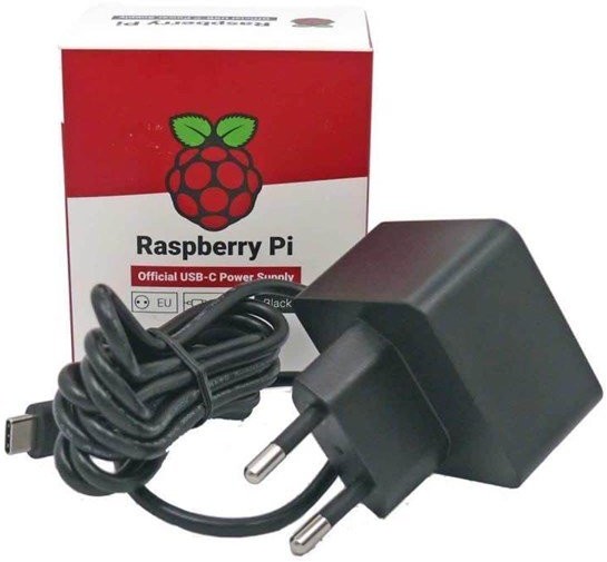 Raspberry USB C Charger (3A) - Black RPI4 PSU EU BLACK BULK